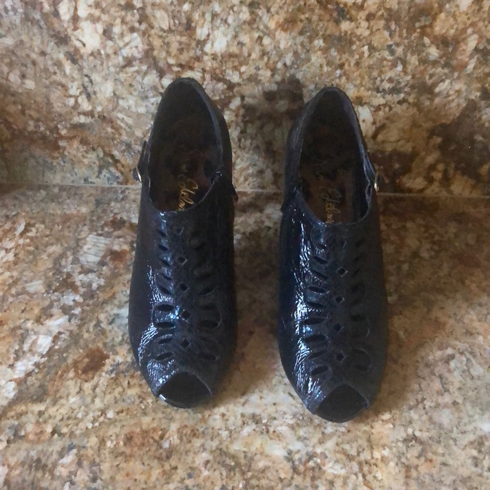 Sam Adelman black heel peep toe booties SZ 9